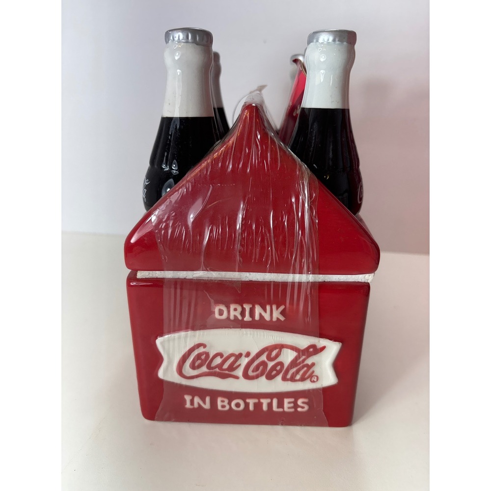 Vintage Coca-Cola Ceramic Cookie Jar Houston Harvest 6 Pk Bottle Design 90s NOS - Picture 2 of 16
